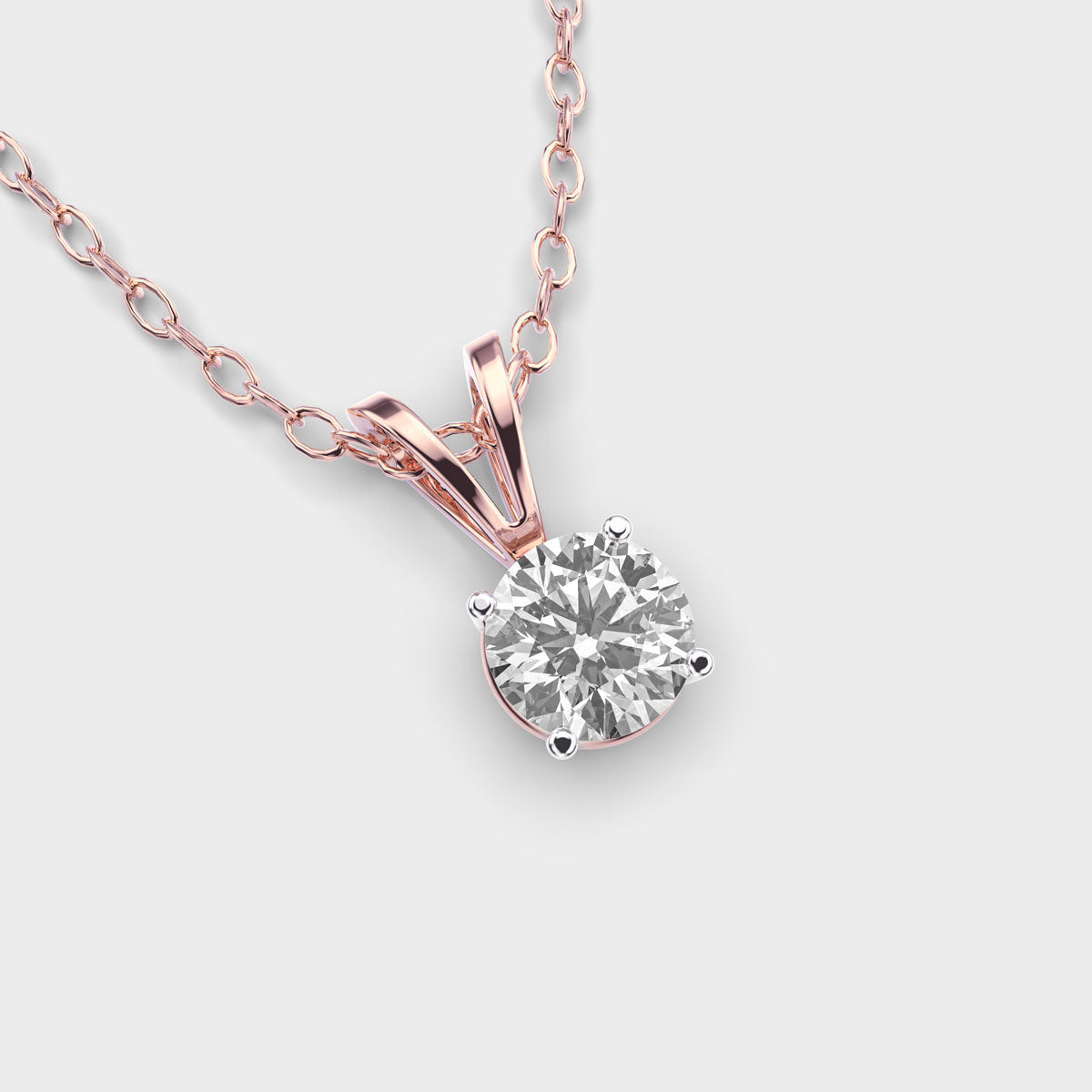 Round 1 Carat Shape Solitaire Pendant with Chain