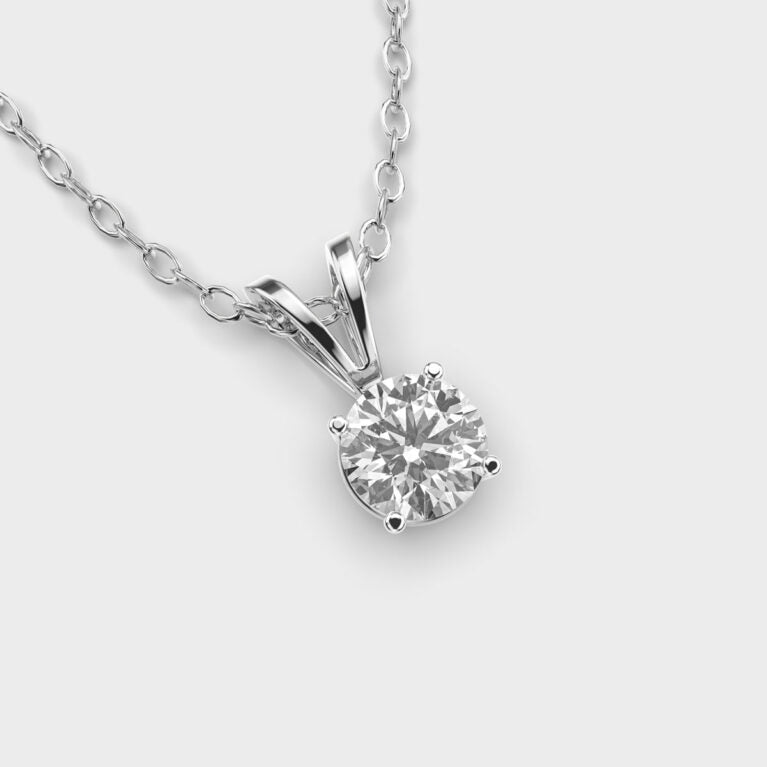 Round 1 Carat Shape Solitaire Pendant with Chain