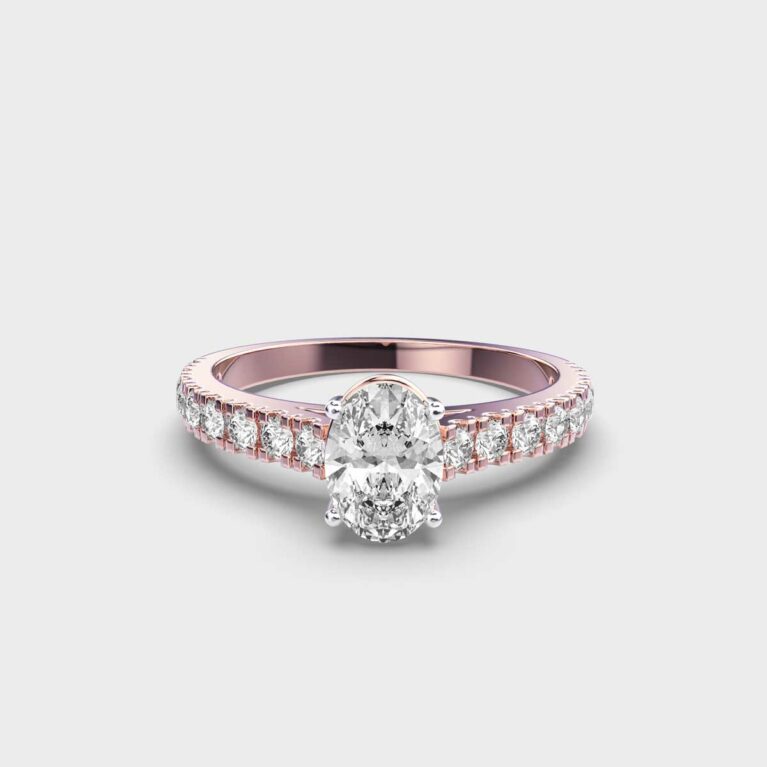 0.7 Cent Oval Solitaire with Diamond Ring