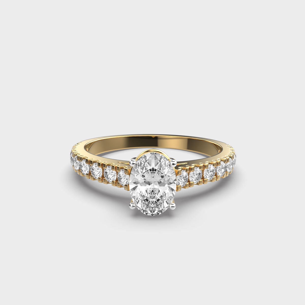 0.7 Cent Oval Solitaire with Diamond Ring