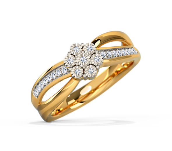 18K Gold Cluster Miracle Plate Diamond Ring