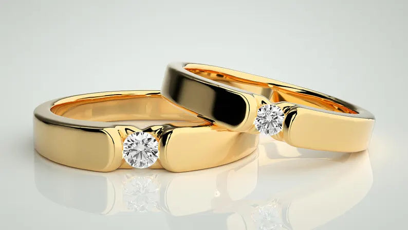 Couple lab grown diamond ring set