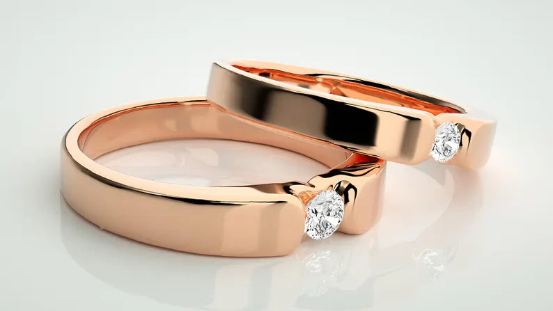 Couple lab grown diamond ring set
