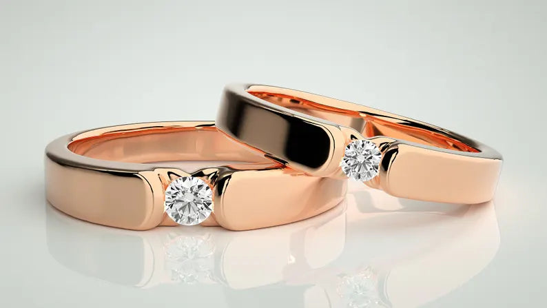 Couple lab grown diamond ring set