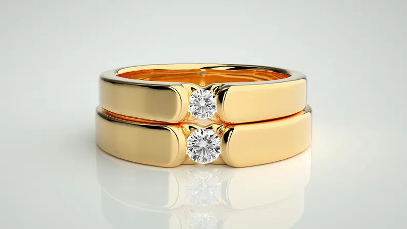 Couple lab grown diamond ring set