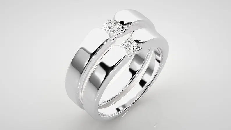 Couple lab grown diamond ring set