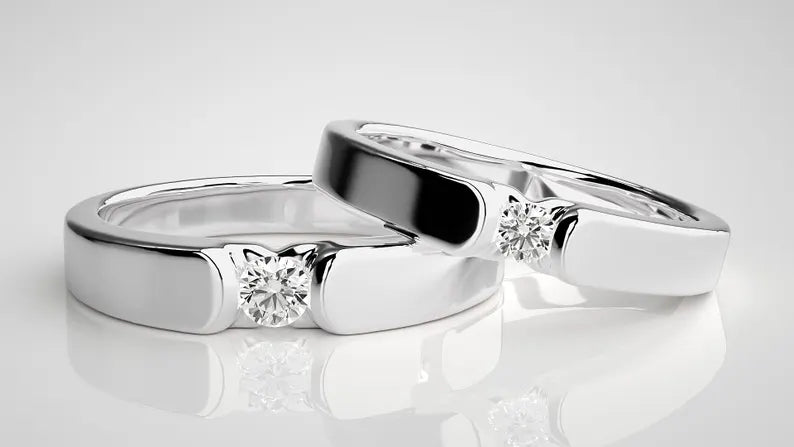 Couple lab grown diamond ring set