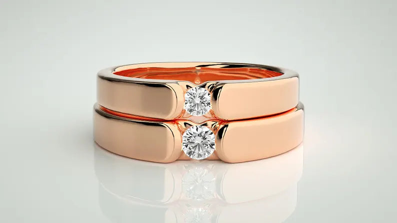 Couple lab grown diamond ring set