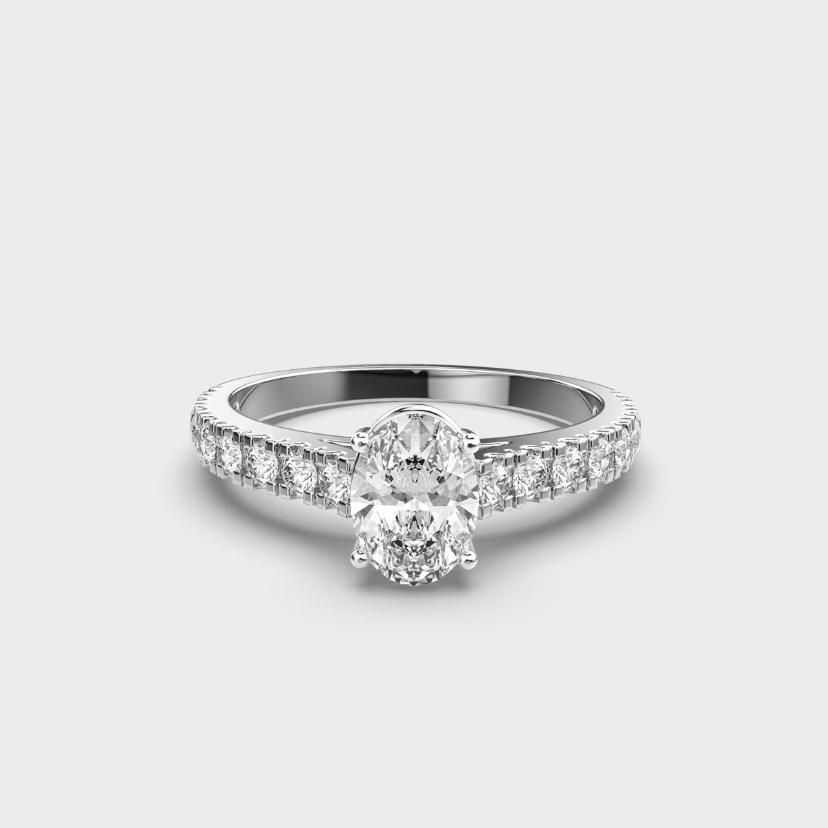 0.7 Cent Oval Solitaire with Diamond Ring