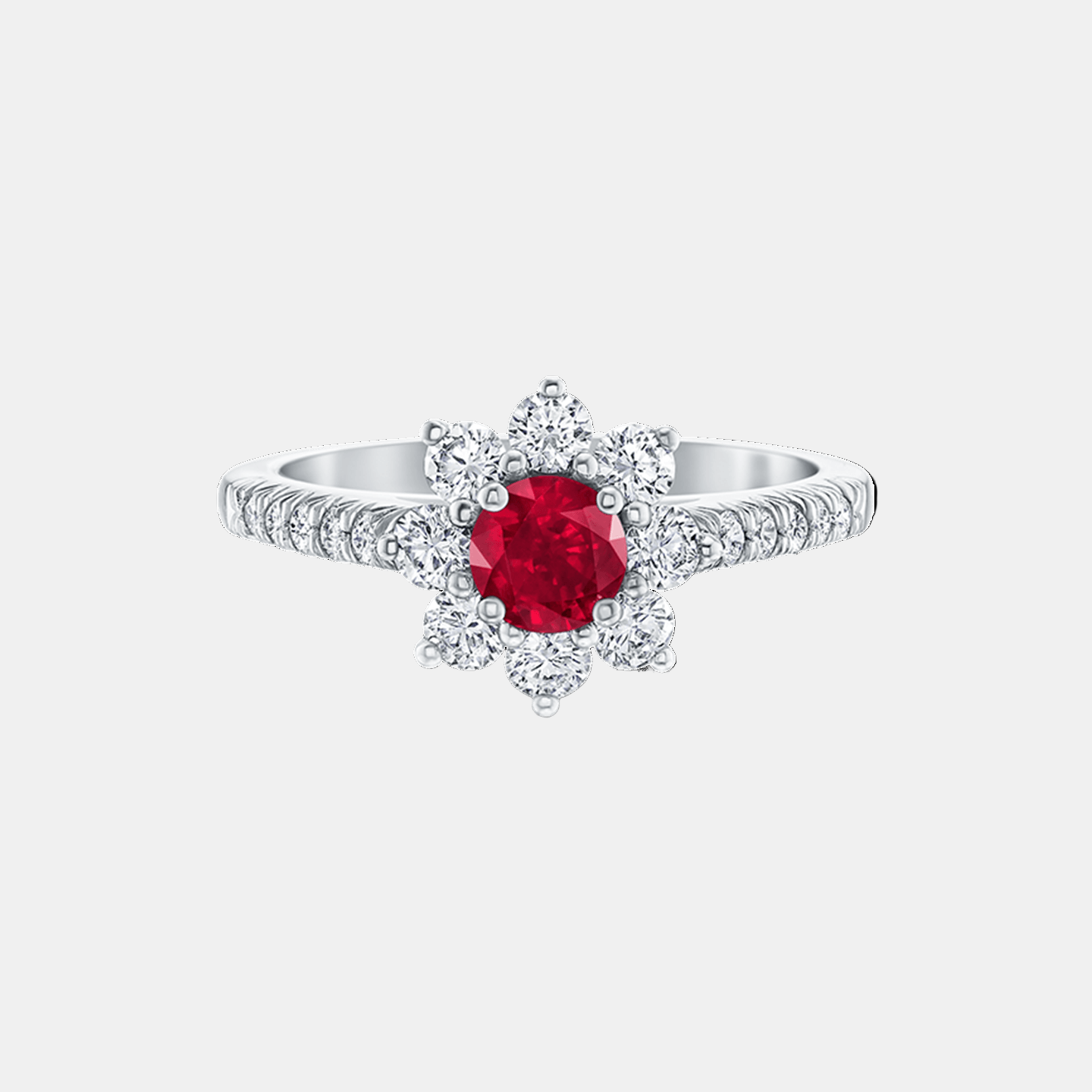 SUNFLOWER PETITE RUBY AND DIAMOND RING