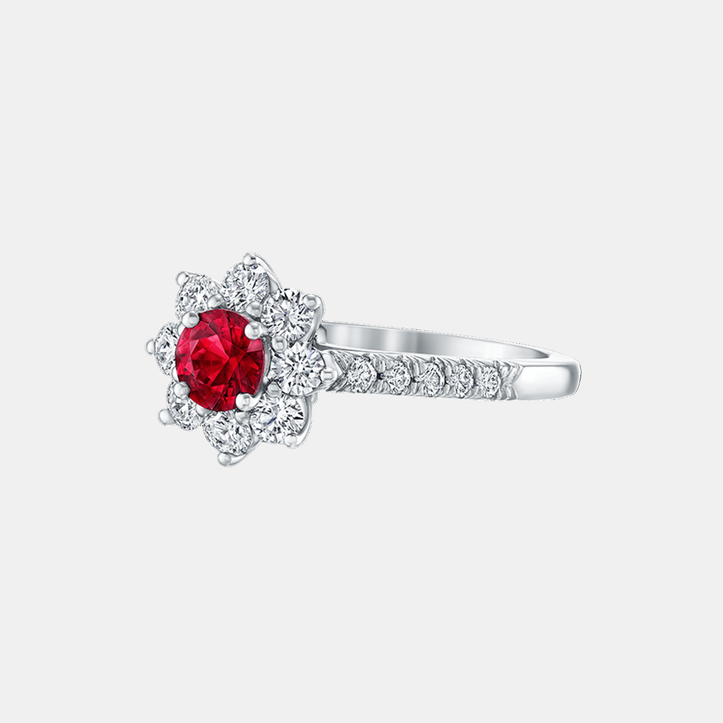 SUNFLOWER PETITE RUBY AND DIAMOND RING
