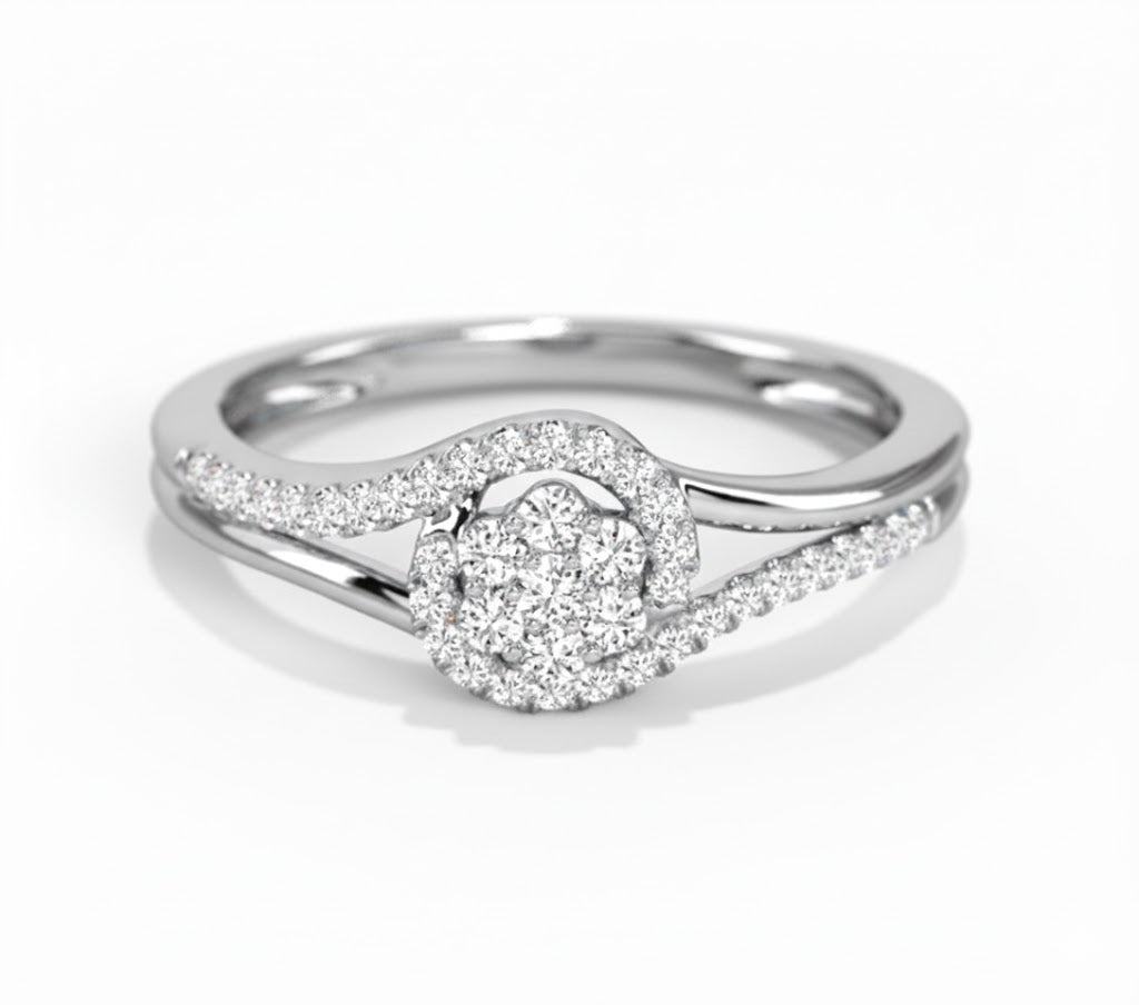 18K Gold Elen Cluster Diamond Ring