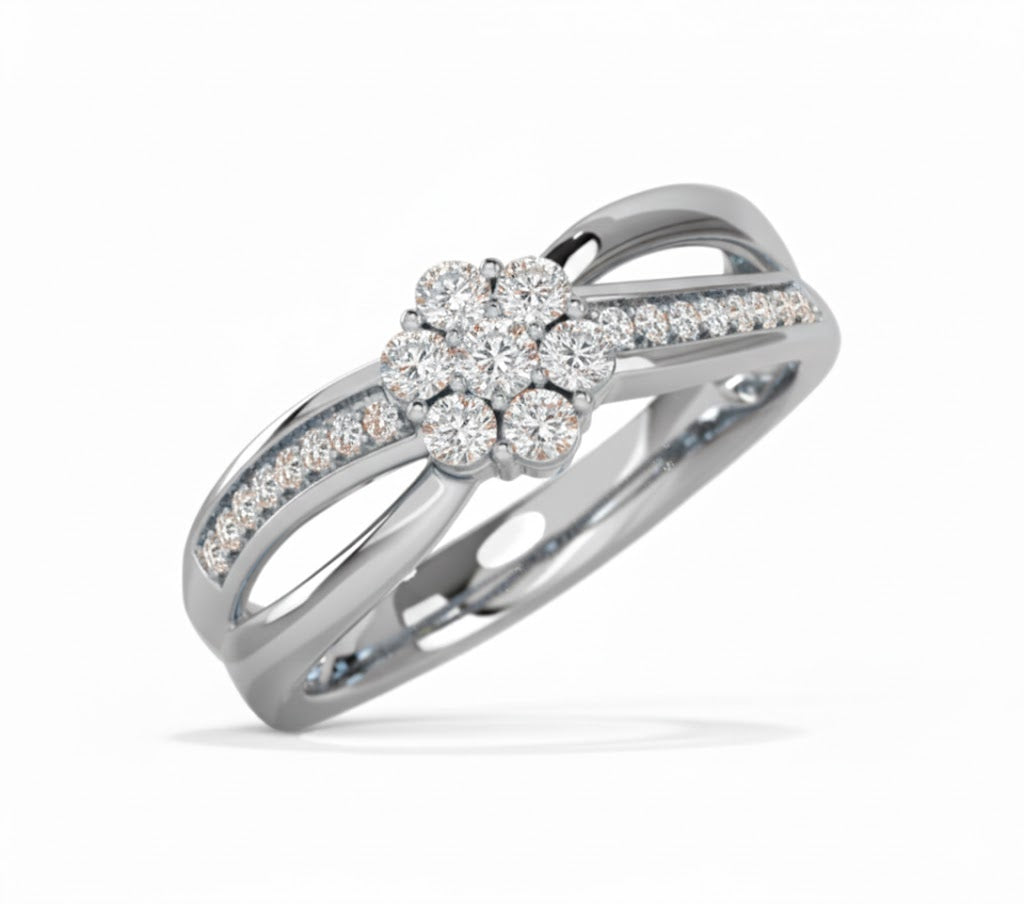 18K Gold Cluster Miracle Plate Diamond Ring