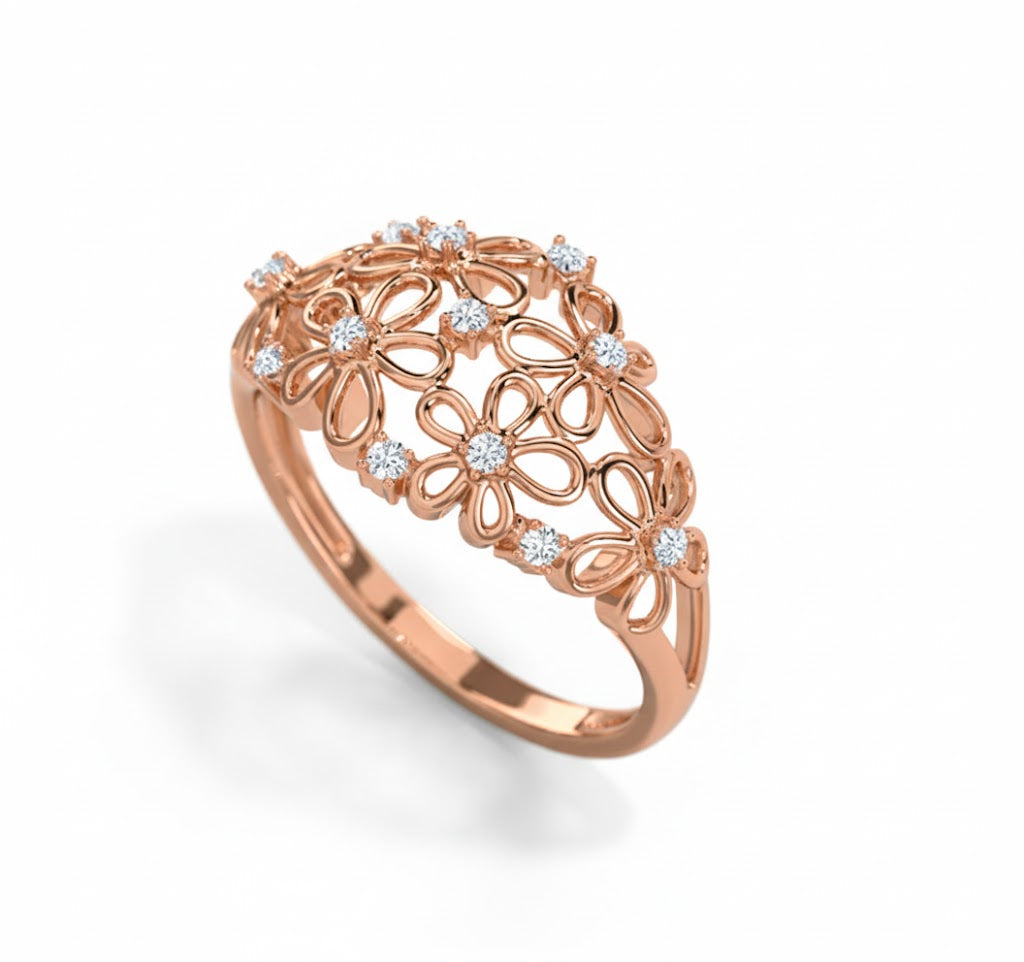 18K Gold Millie Floral Diamond Band
