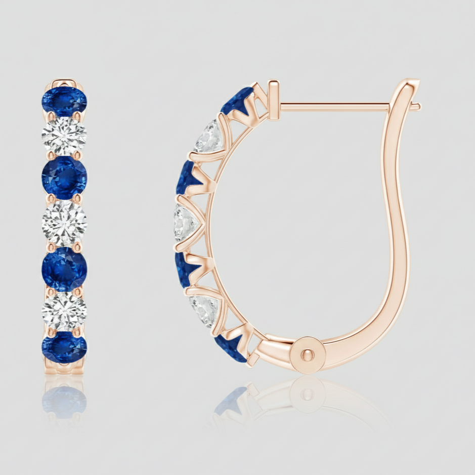 Sapphire and Diamond Huggie Hoop Earrings