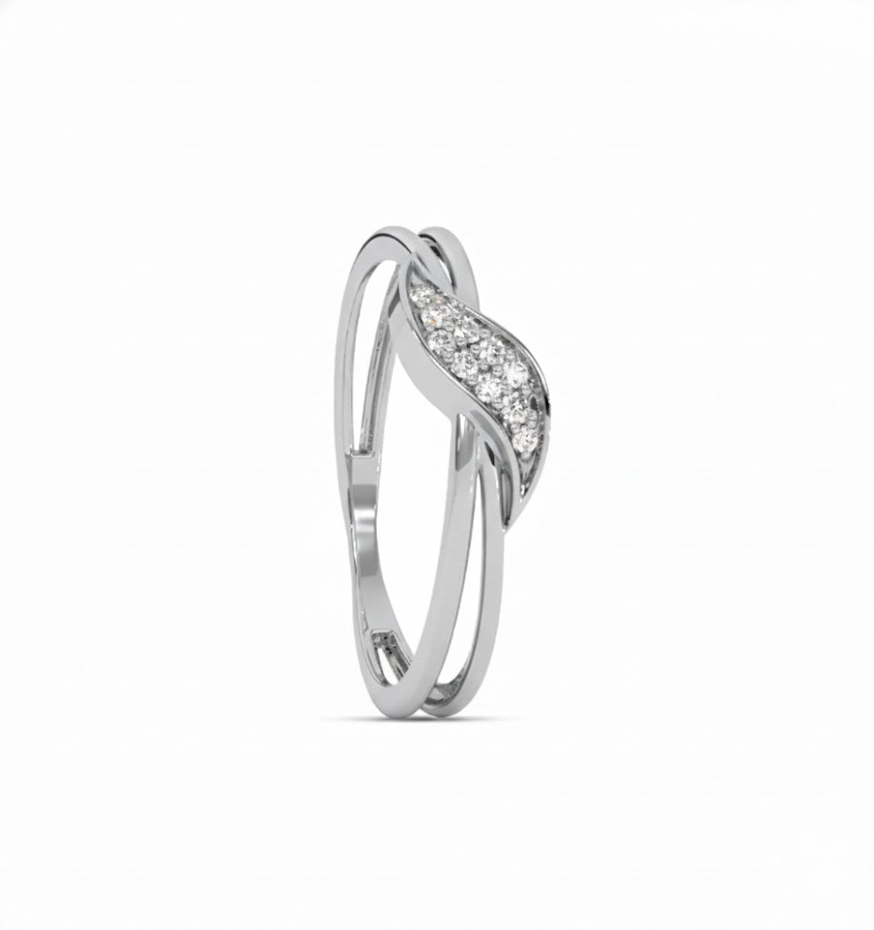 Silver ring with diamond accents on a white background, lab grown diamond in hyderabad