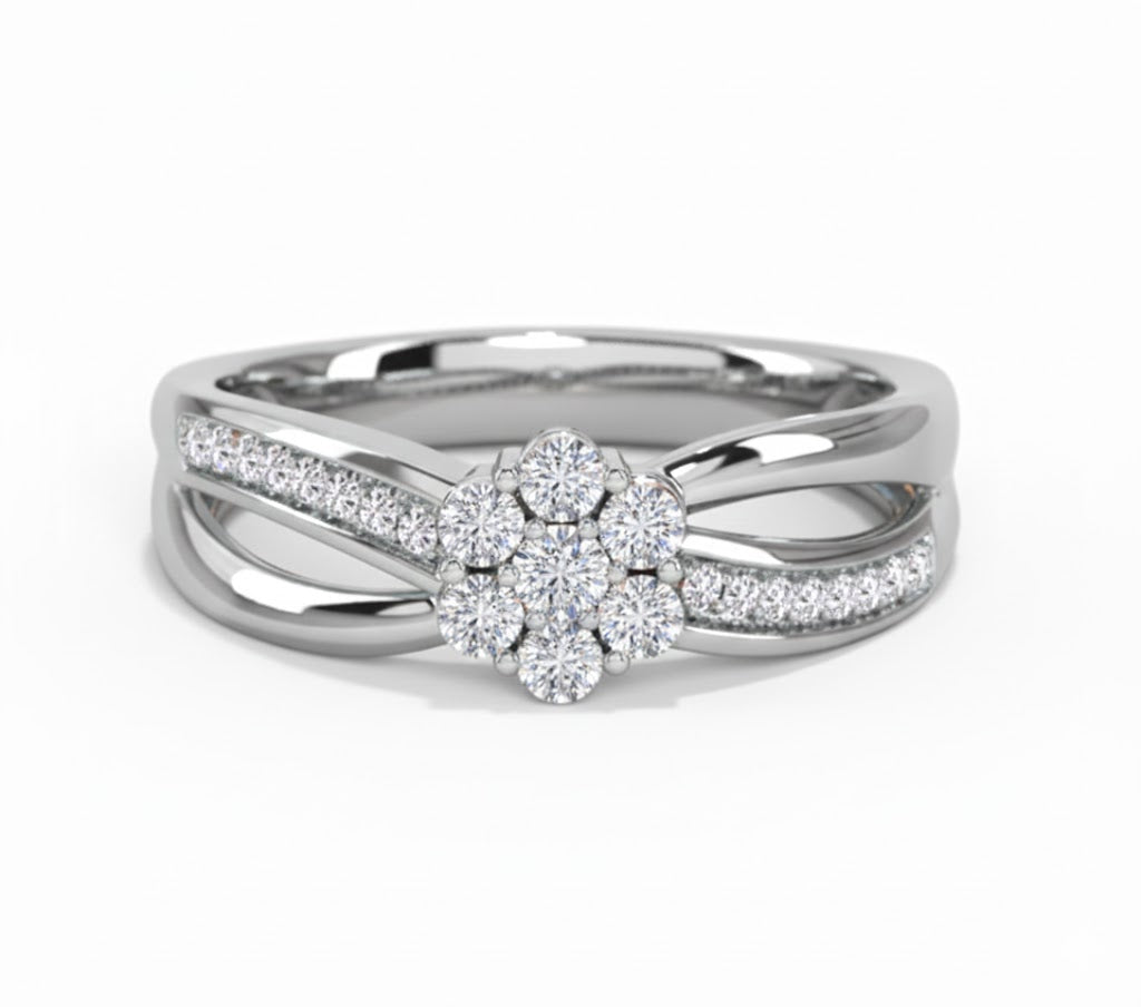 18K Gold Cluster Miracle Plate Diamond Ring
