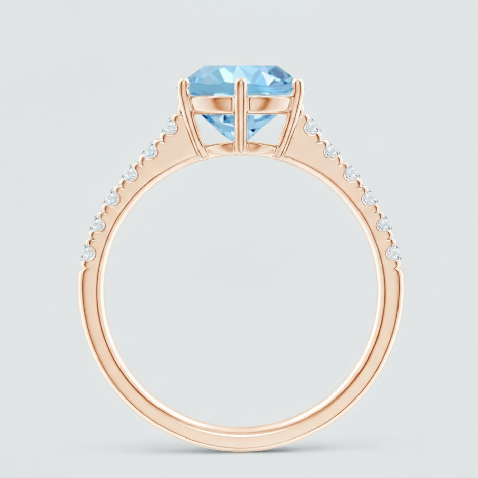 Aquamarine Solitaire Engagement Ring with Diamond Accents