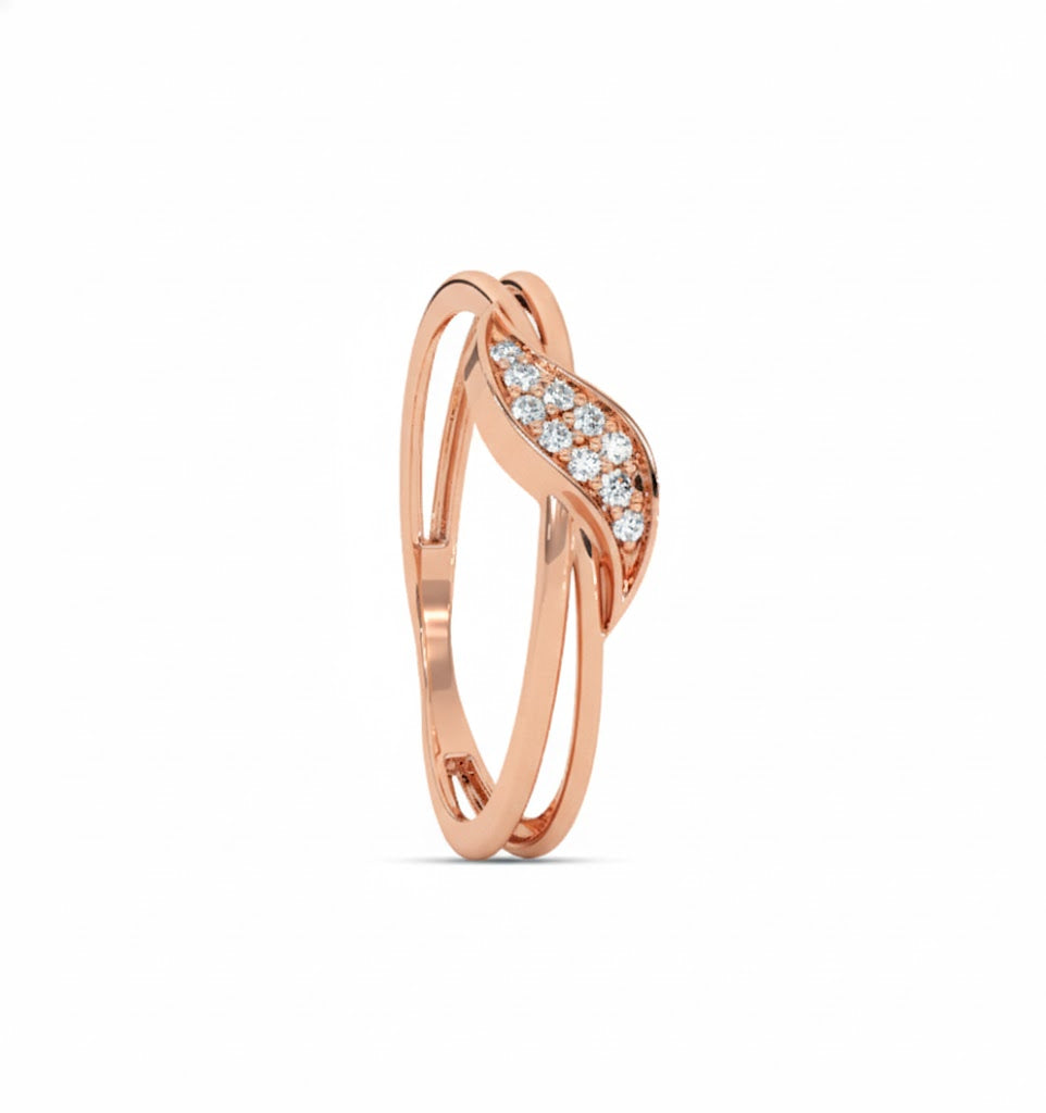 Rose gold ring with diamond accents on a white background, lab grown diamond in hyderabad