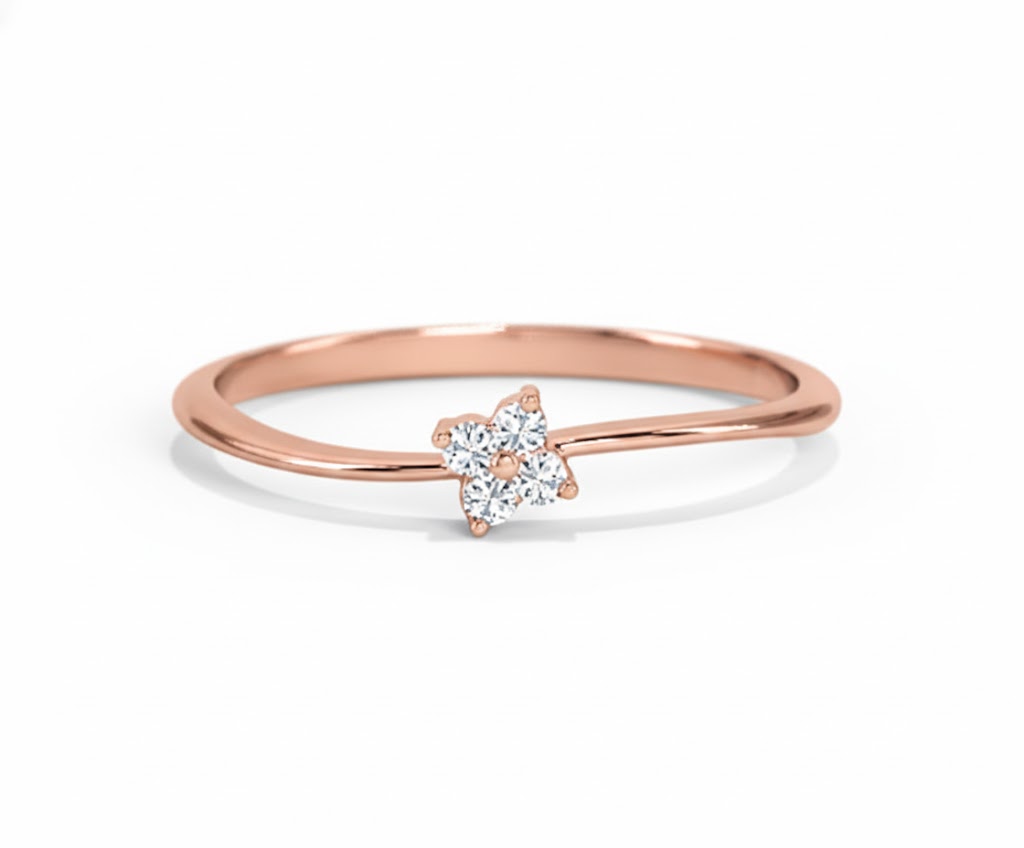 Rose gold ring with a diamond on a white background, lab grown diamond in hyderabad