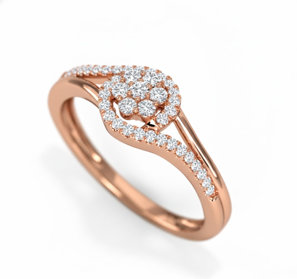 18K Gold Elen Cluster Diamond Ring