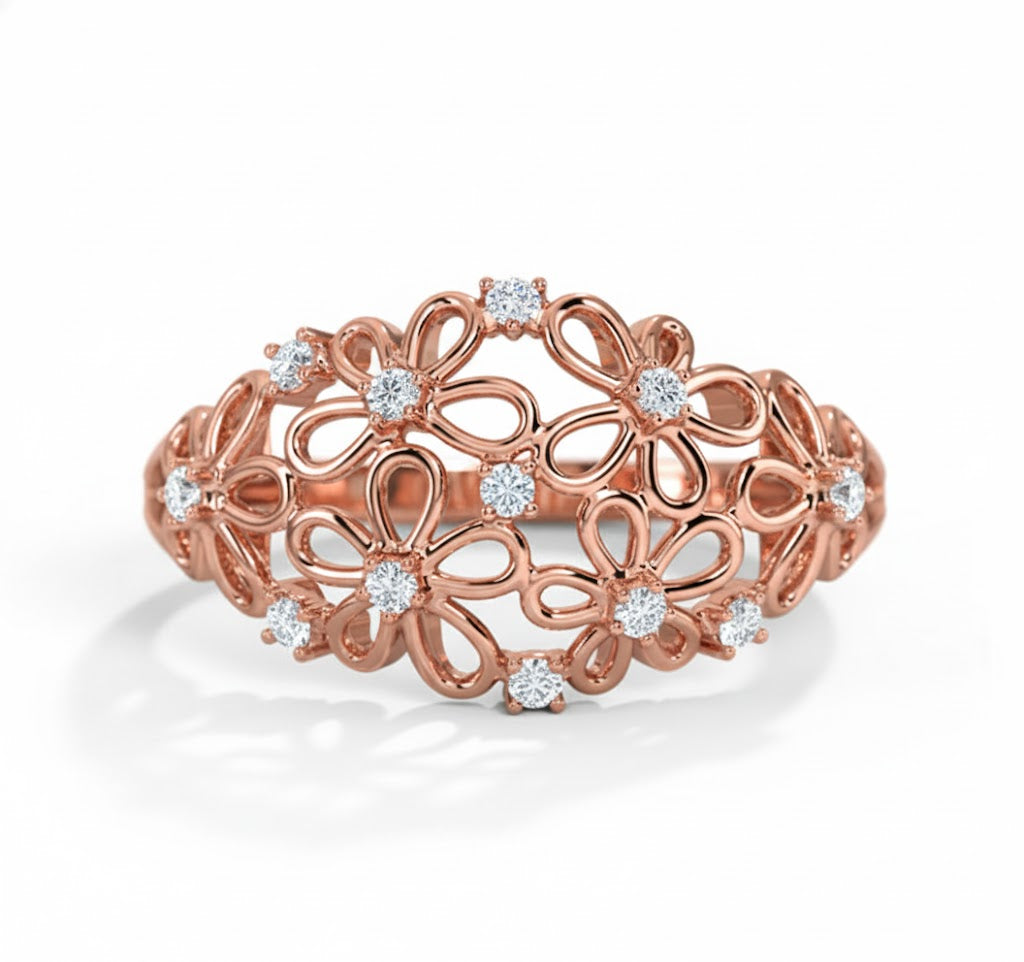 18K Gold Millie Floral Diamond Band