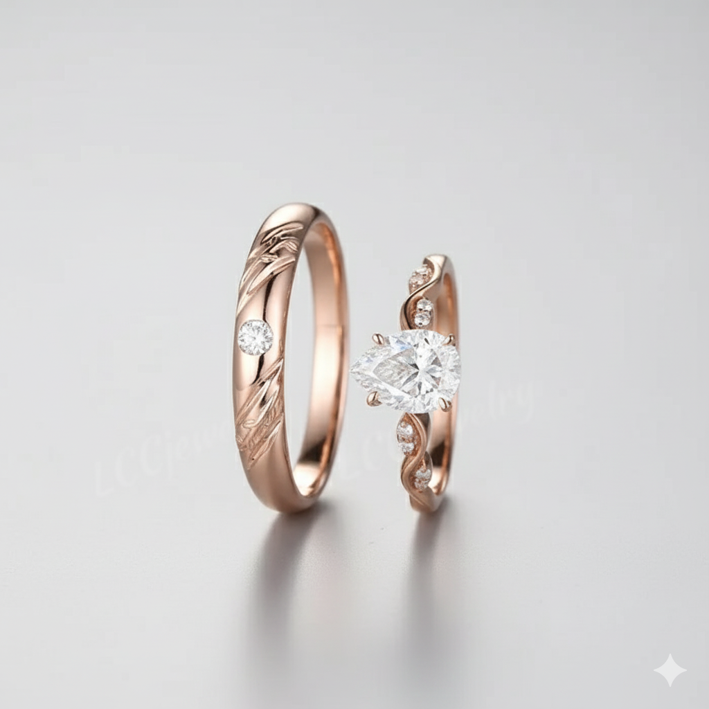 Vintage 2PC Couple Rings Set For Men and Women
