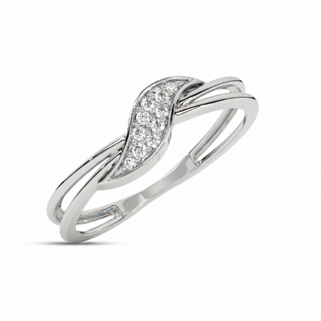 Silver ring with diamond accents on a white background, lab grown diamond in hyderabad