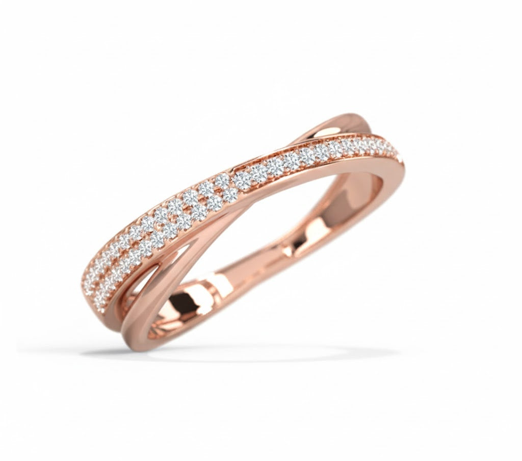 Rose gold ring with diamond accents on a white background, lab grown diamond in hyderabad