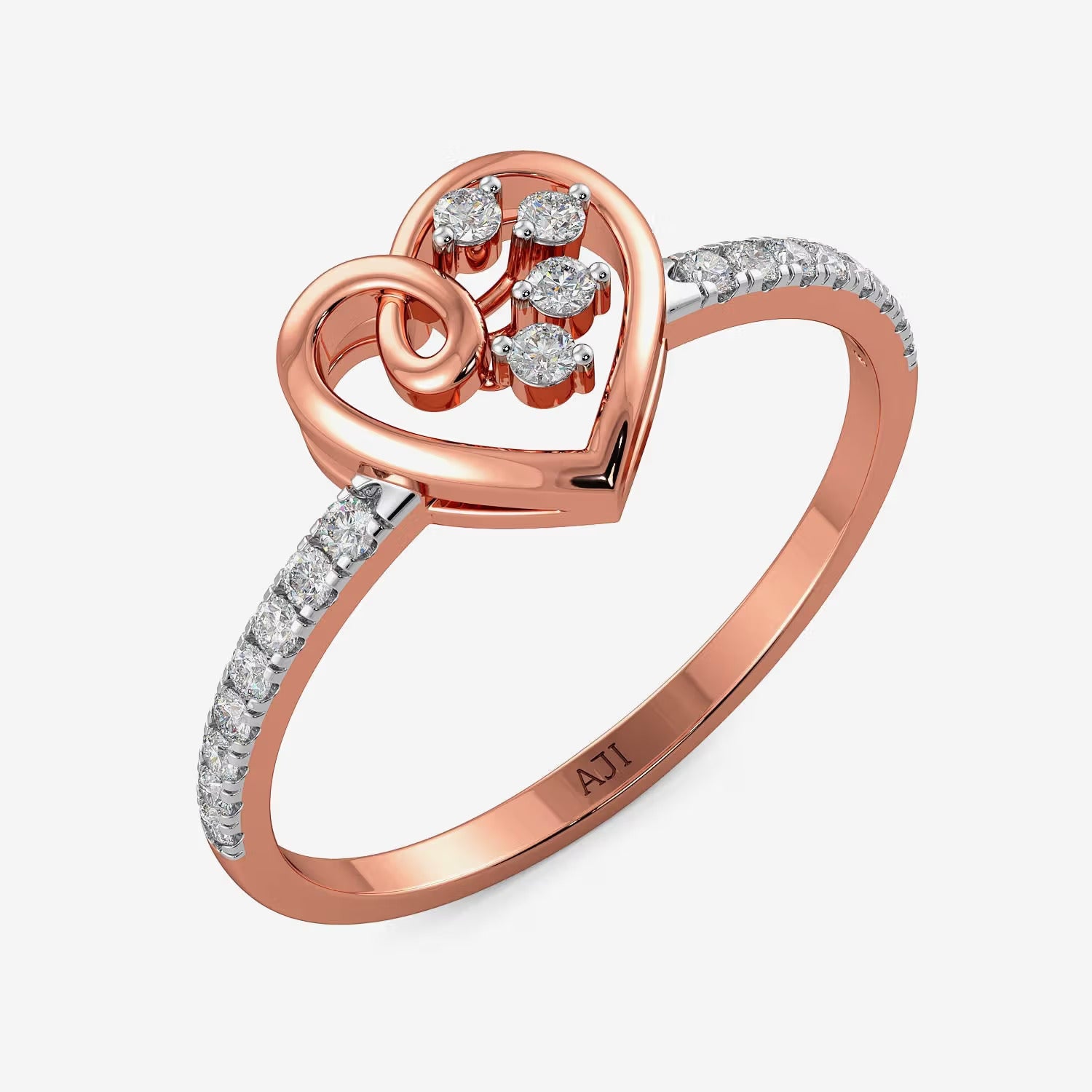 Tri-diamond Heart Lab grown diamond Ring