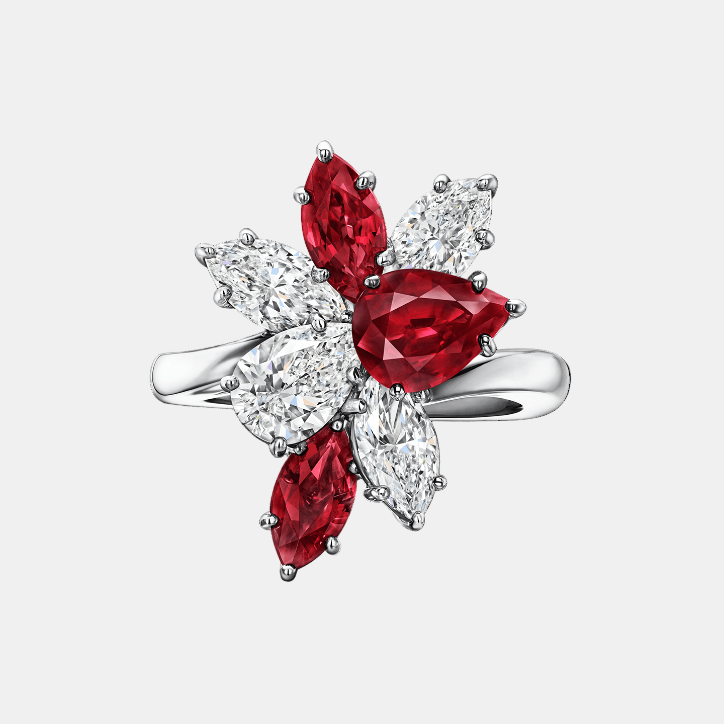 Cluster Ruby and Diamond Ring