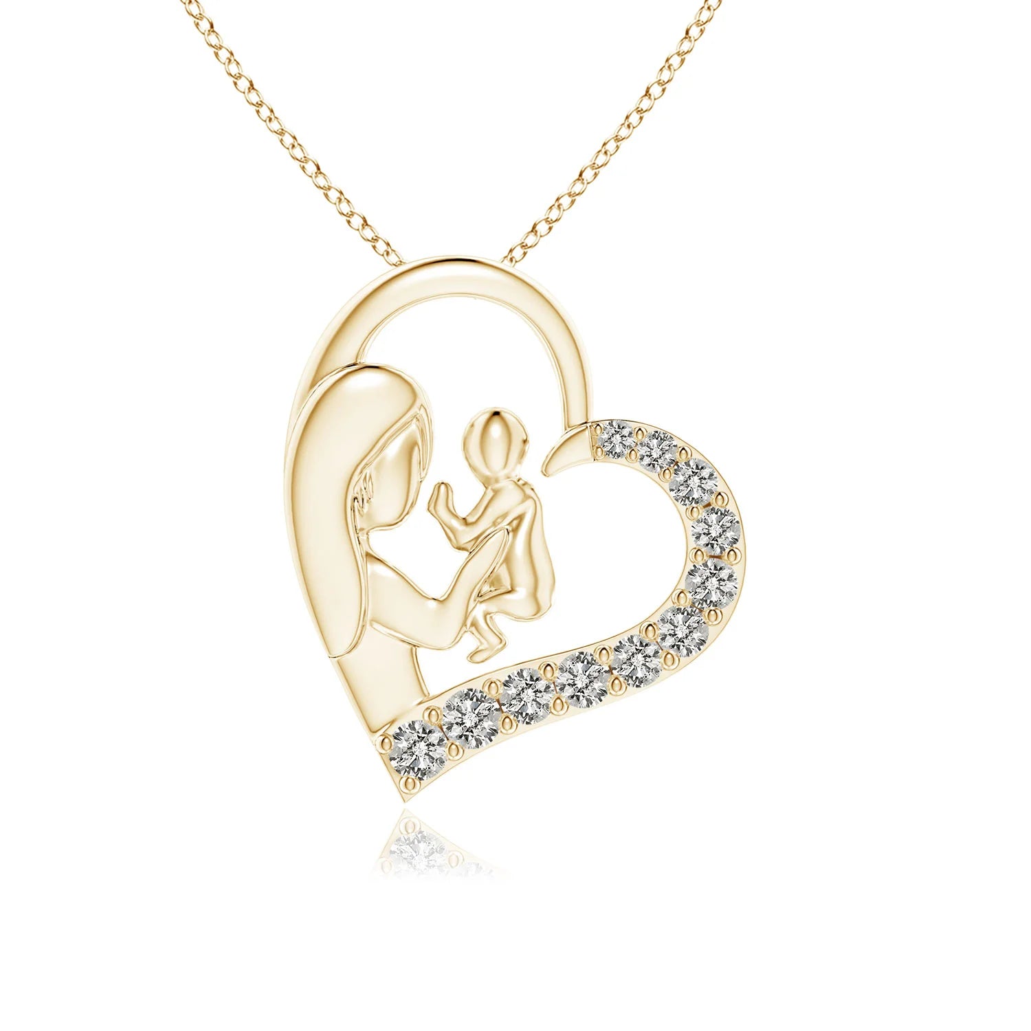 Diamond Heart Mother & Baby Pendant