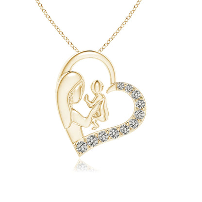 Diamond Heart Mother & Baby Pendant