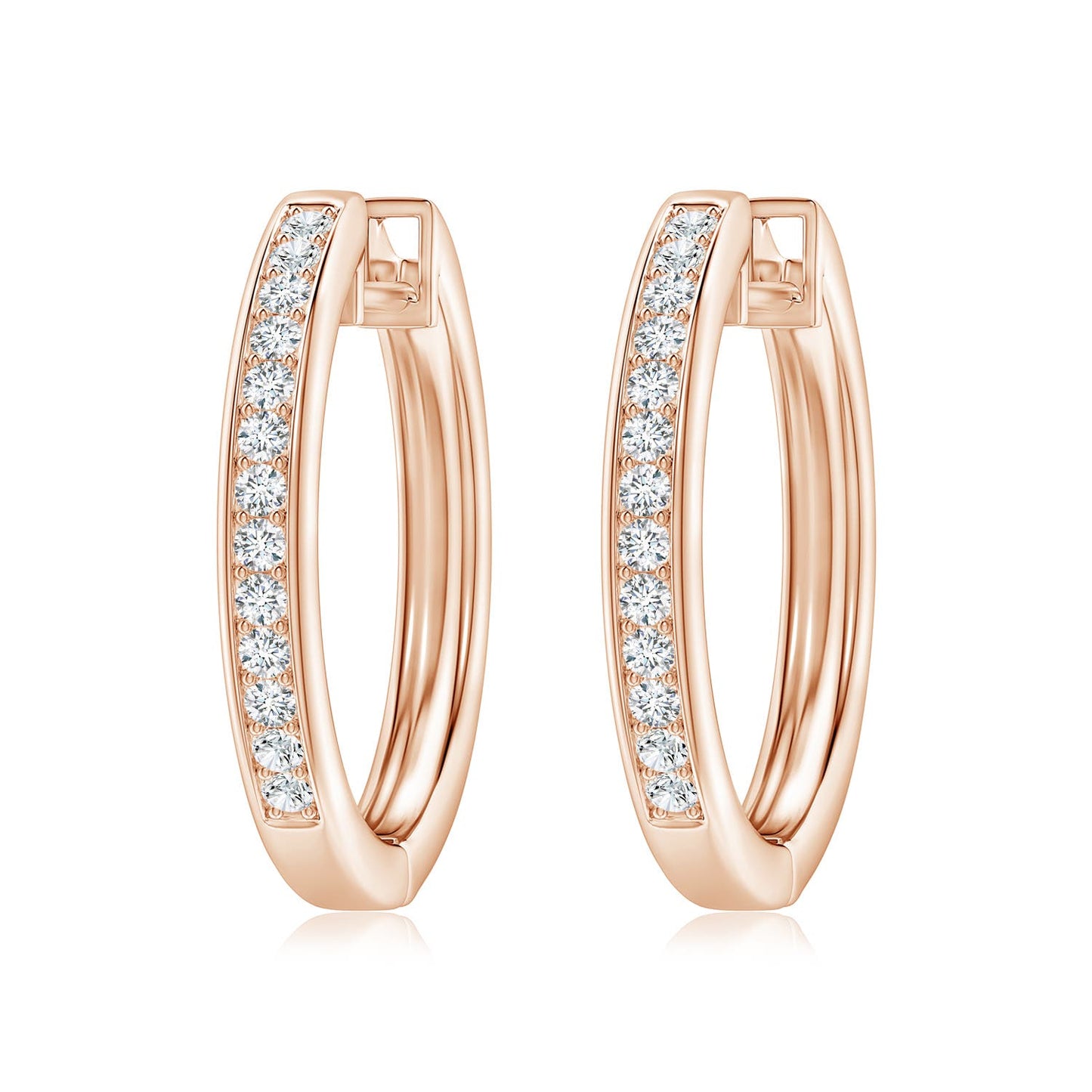 Pave-Set Diamond Hinged Hoop Earrings