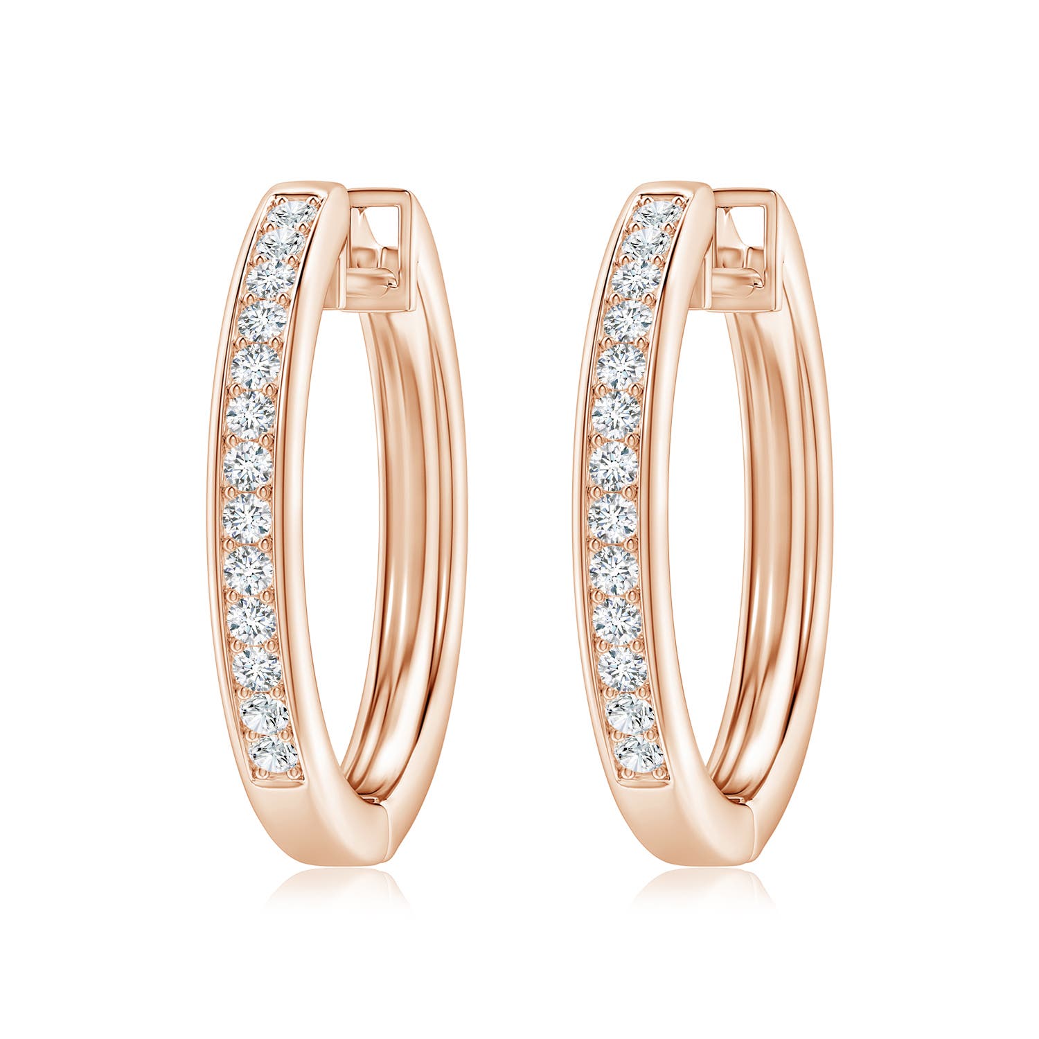 Pave-Set Diamond Hinged Hoop Earrings