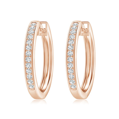 Pave-Set Diamond Hinged Hoop Earrings