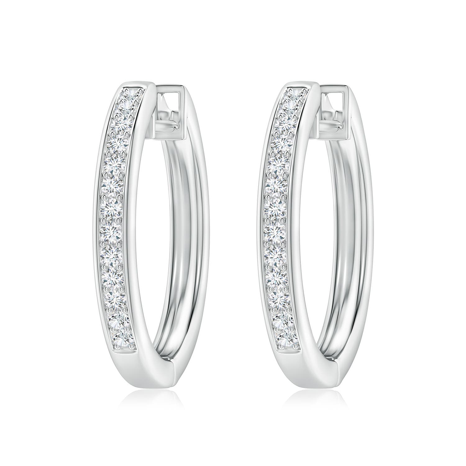 Pave-Set Diamond Hinged Hoop Earrings