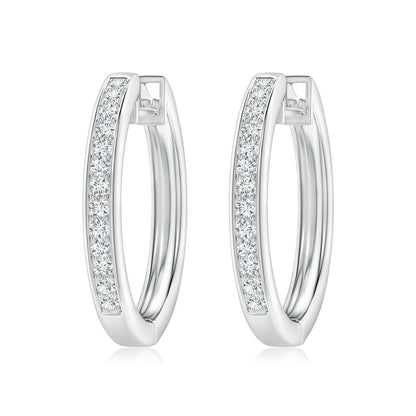 Pave-Set Diamond Hinged Hoop Earrings