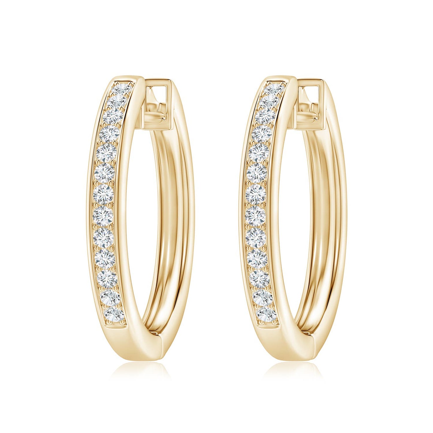 Pave-Set Diamond Hinged Hoop Earrings