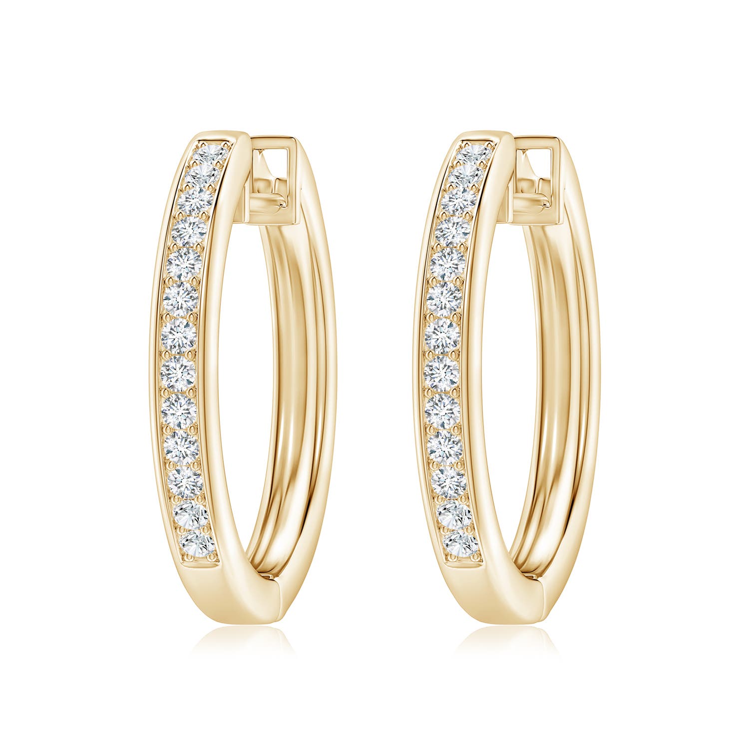 Pave-Set Diamond Hinged Hoop Earrings