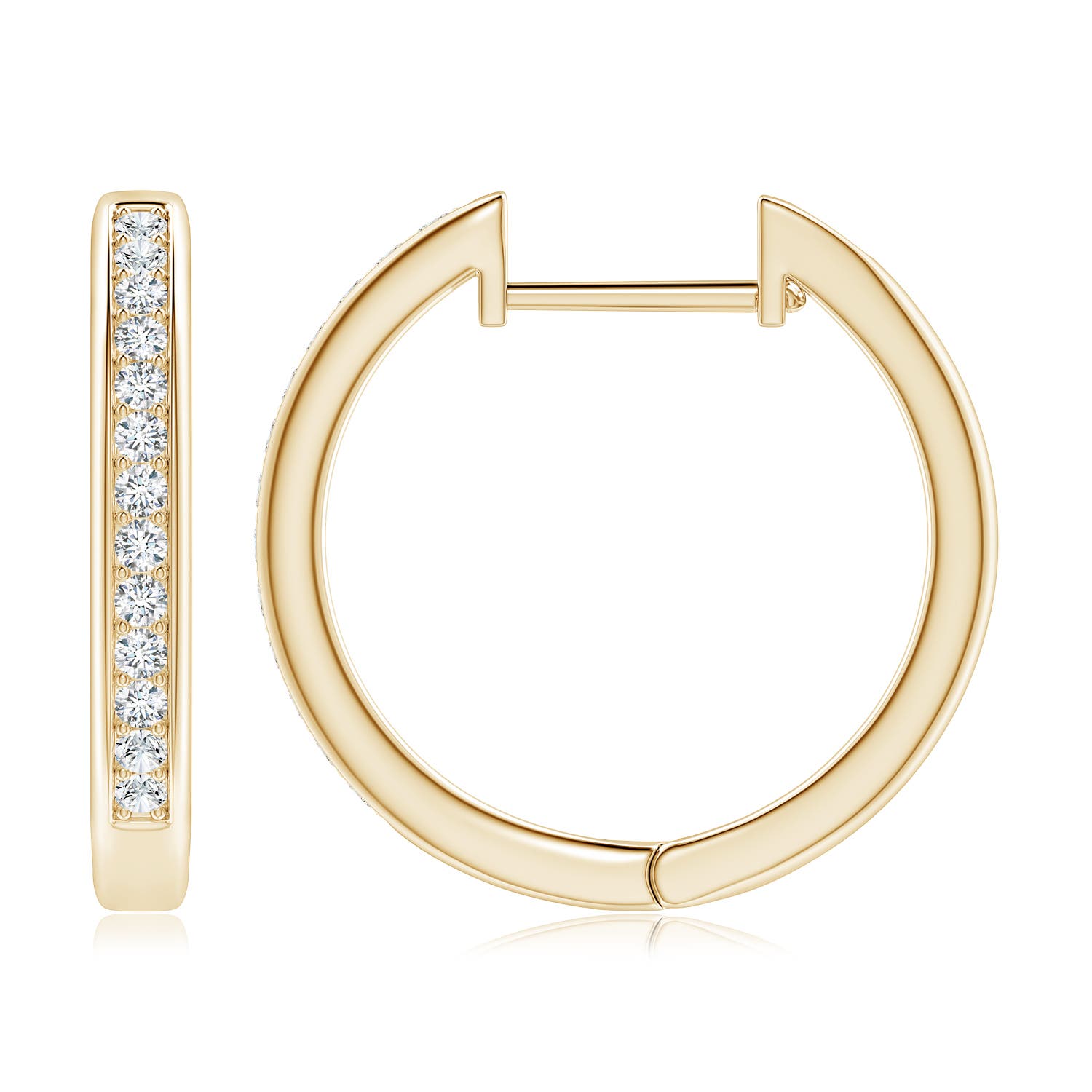 Pave-Set Diamond Hinged Hoop Earrings