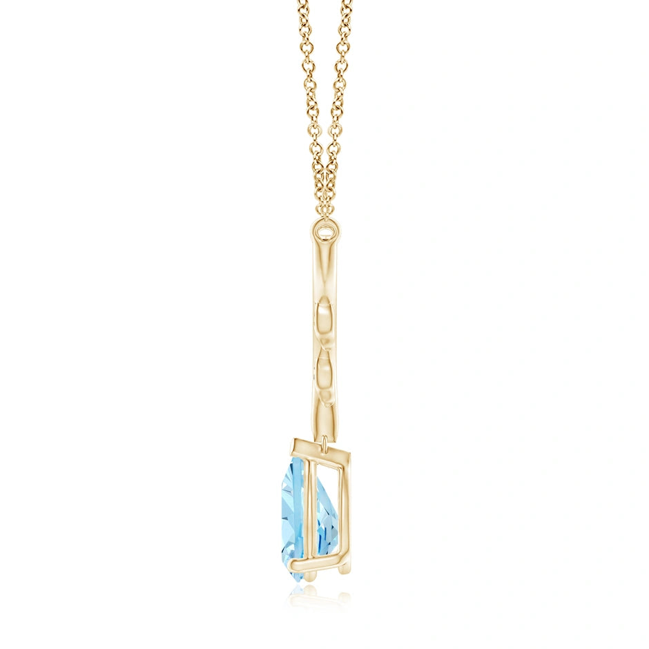 Pear-Shaped Aquamarine Necklace with Leaf Motifs