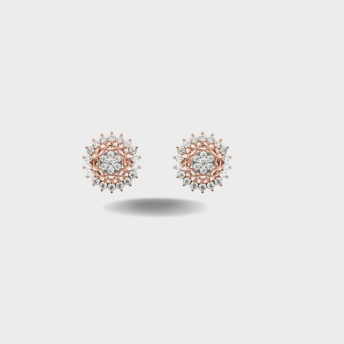 Lavish Floral Diamond Studs Earrings