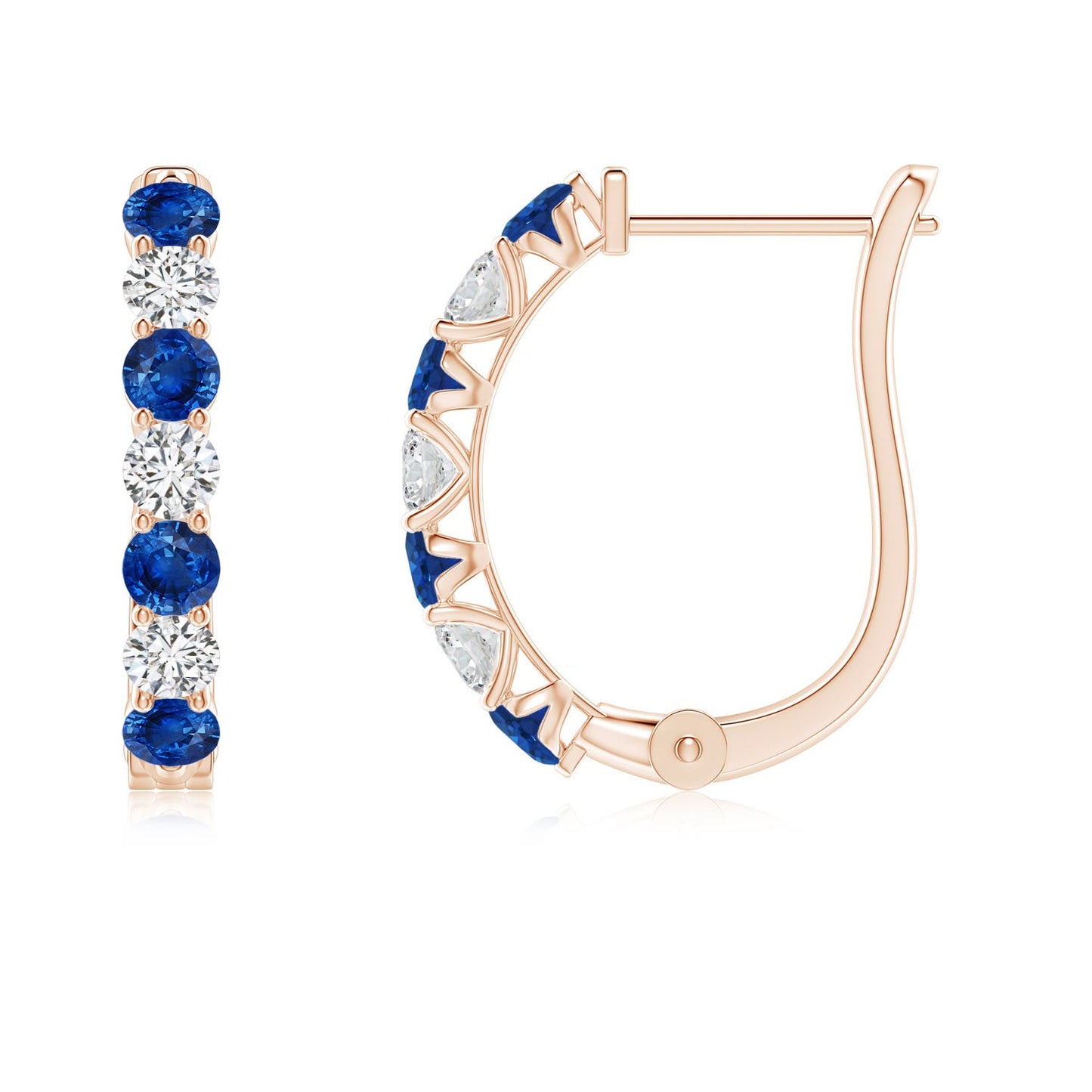 Sapphire and Diamond Huggie Hoop Earrings