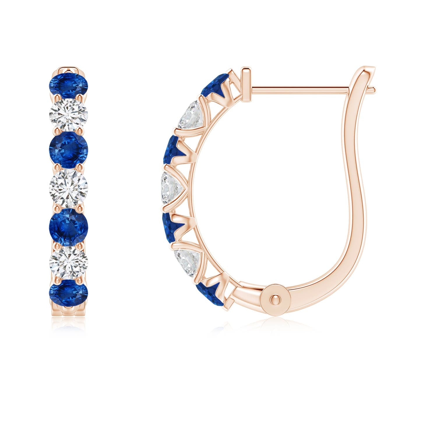 Sapphire and Diamond Huggie Hoop Earrings