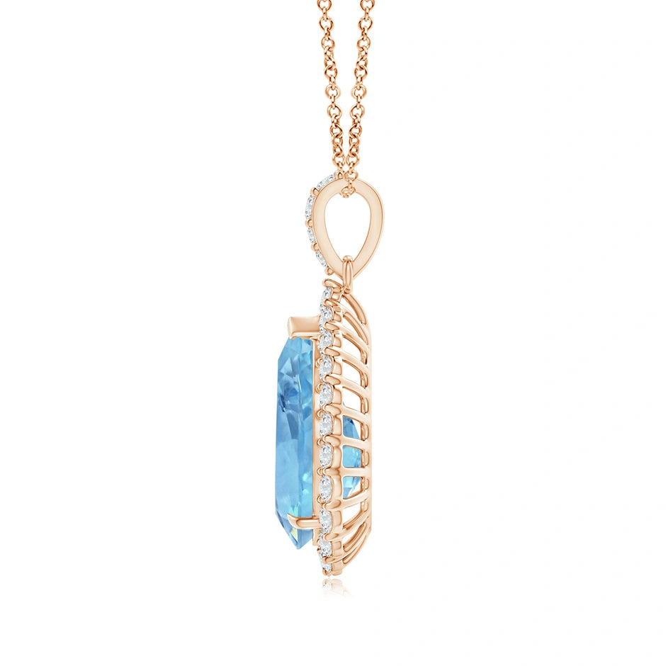 Pear-Shaped Aquamarine Halo Pendant