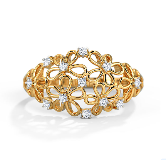 18K Gold Millie Floral Diamond Band