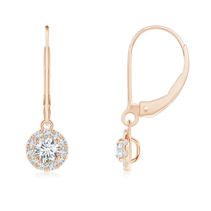 Round Diamond Dangle Earrings with Halo