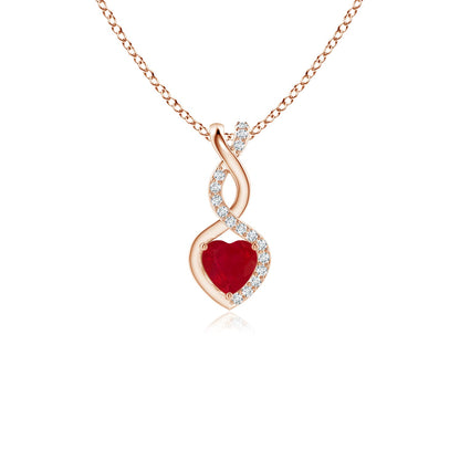 Ruby Infinite Heart Pendant with Diamonds