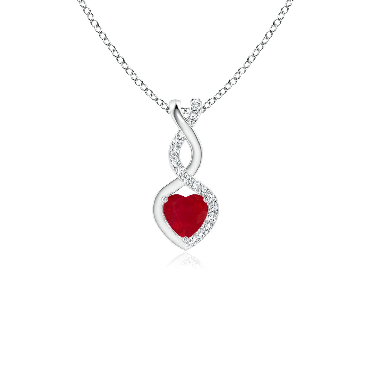 Ruby Infinite Heart Pendant with Diamonds